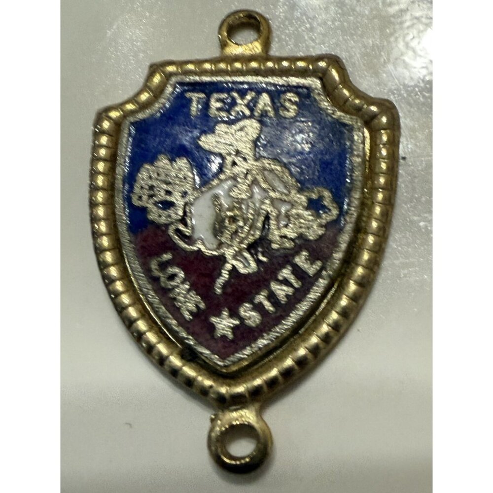Vintage Texas Shield Pendant/Charm Gold tone